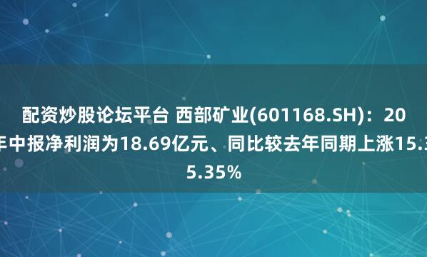 配资炒股论坛平台 西部矿业(601168.SH)：2025年中报净利润为18.69亿元、同比较去年同期上涨15.35%