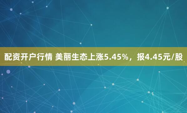 配资开户行情 美丽生态上涨5.45%，报4.45元/股